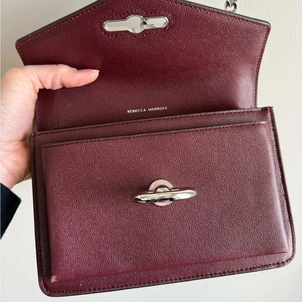 Rebecca Minkoff Jean Crossbody Chain Strap Mini Purse in Burgundy